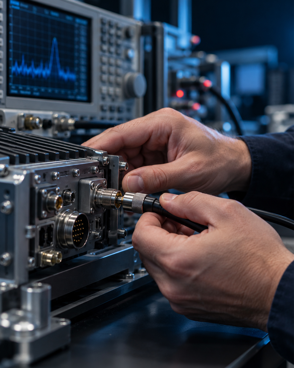Precision RF diagnostics and electronic equipment inspection by a technical specialist
